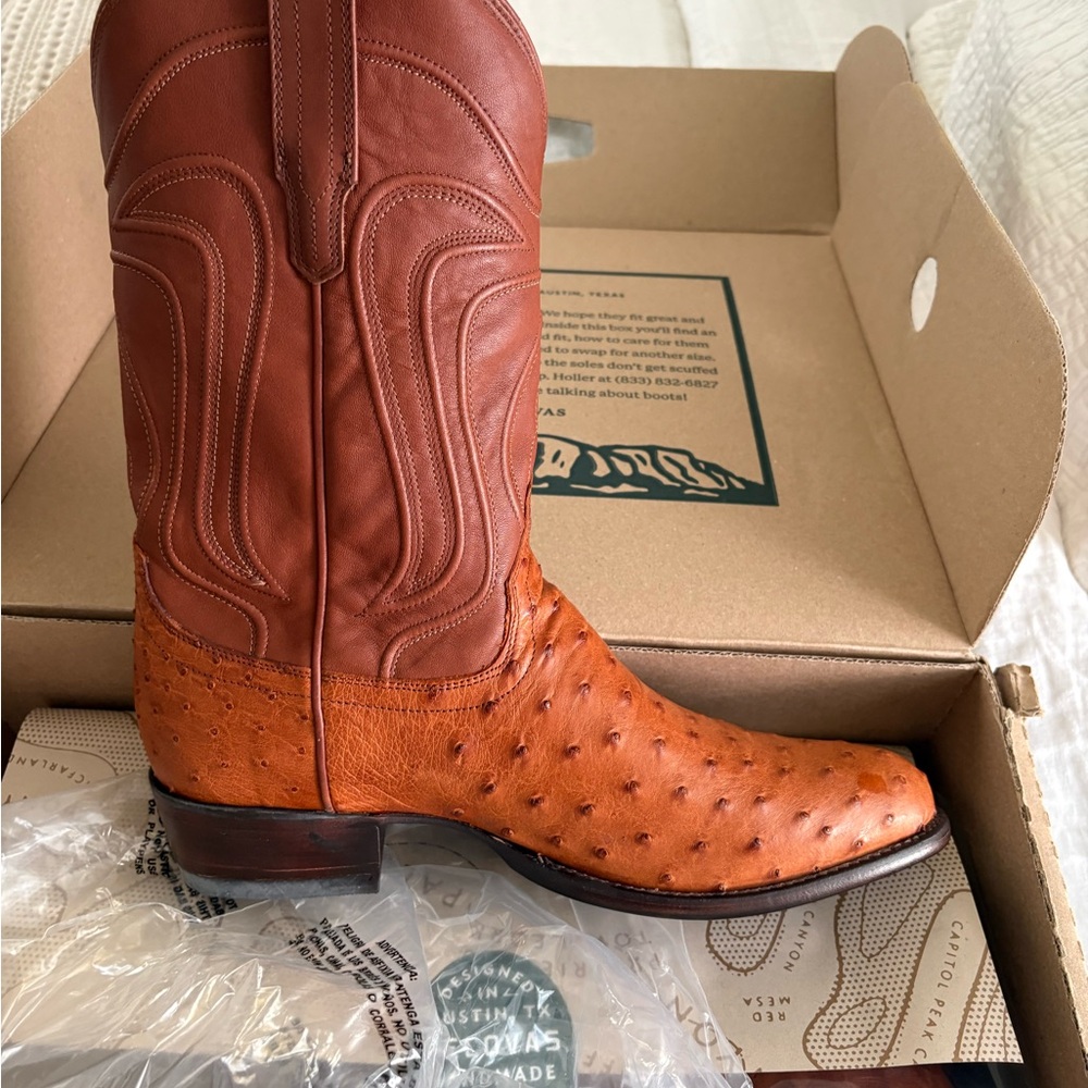 Tecovas Men's Brown Ostrich Western Boots